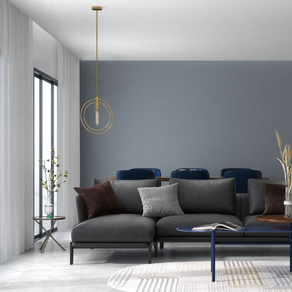Nyla Single Light Brass Circular Pendant
