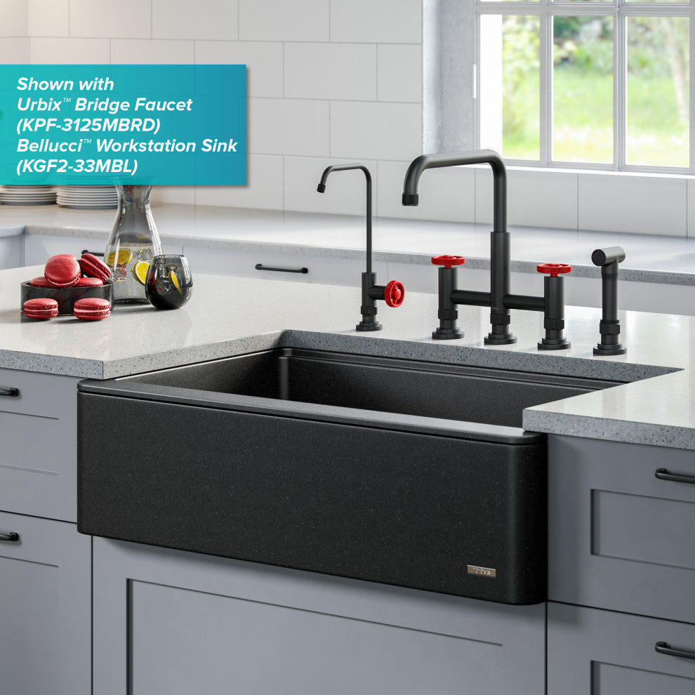 Purita Drinking Water Dispenser Beverage Kitchen Faucet, Matte Black/ Red