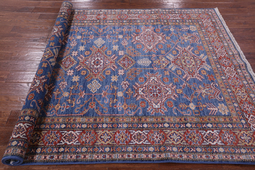 5' 8" X 7' 11" Super Kazak Geometric Handmade Wool Rug Q10352