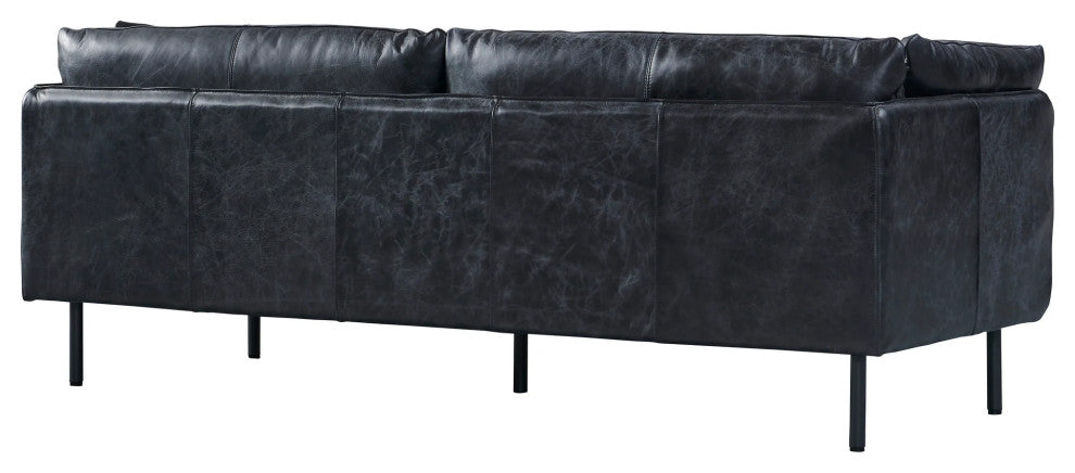 Venezia Industrial Modern Leather Sofa - Slate Leather
