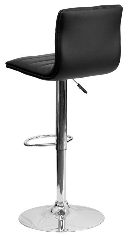 Estella Lois Mid-Back Black Vinyl Swivel Adjustable Barstool