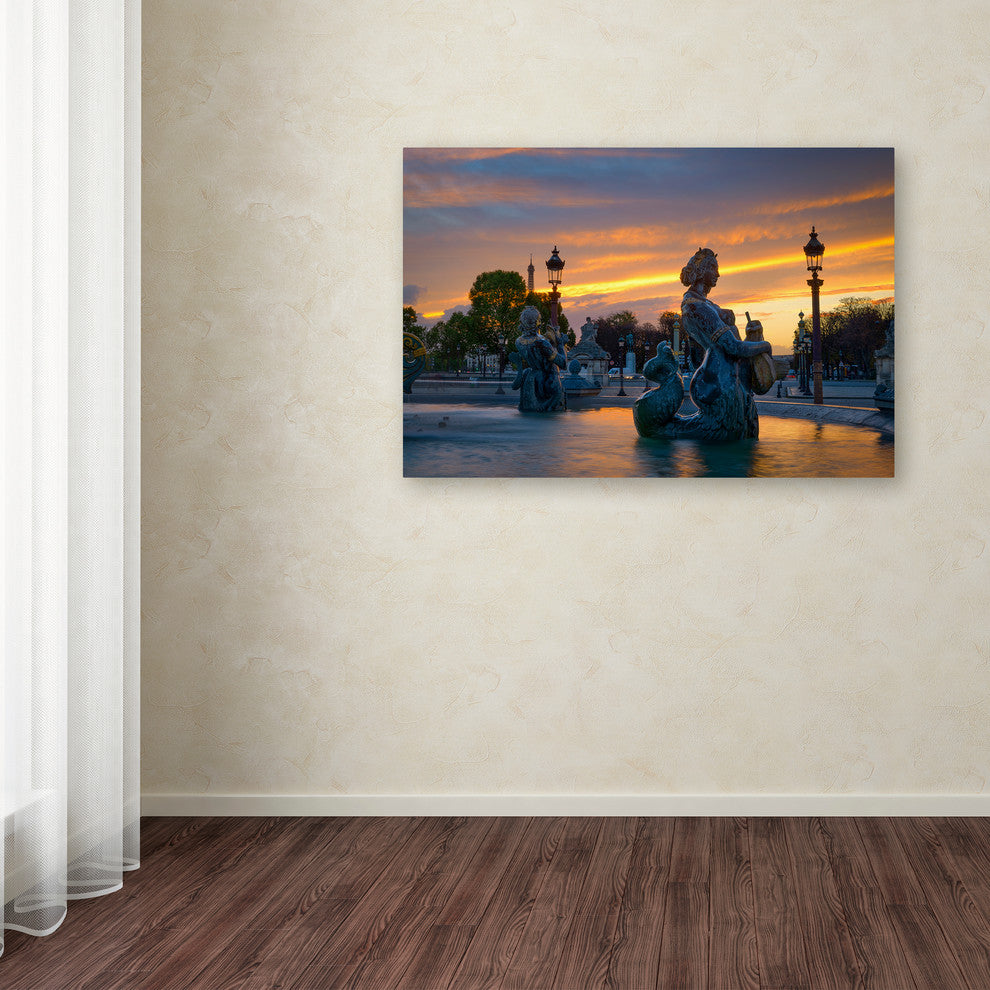 Mathieu Rivrin ''Sunset in Place de la Concorde Paris'' Canvas Art, 12x19