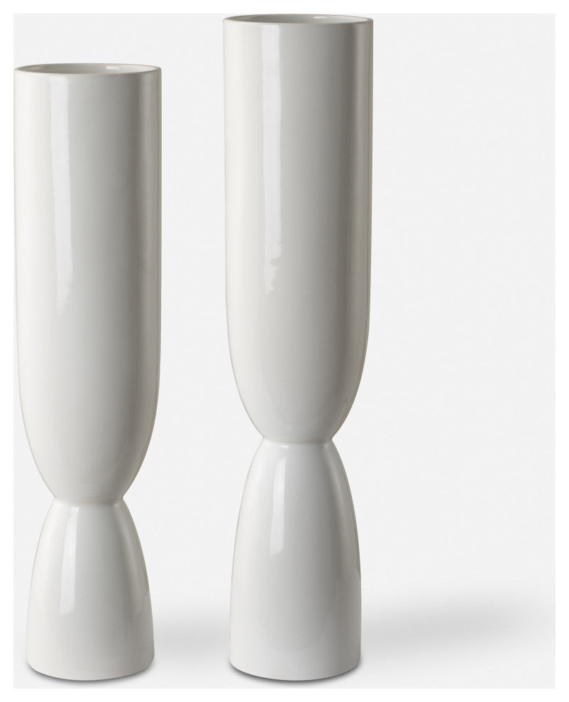 Kimist White Vases, Set of 2
