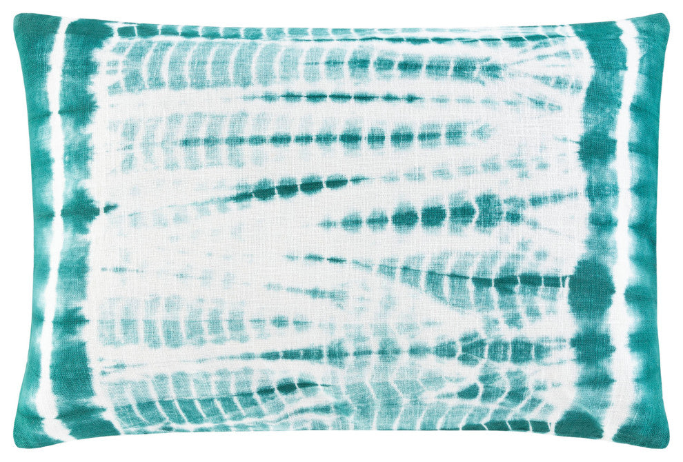 Surya Suji Teal Pillow Shell With Polyester Insert 14"H X 22"W