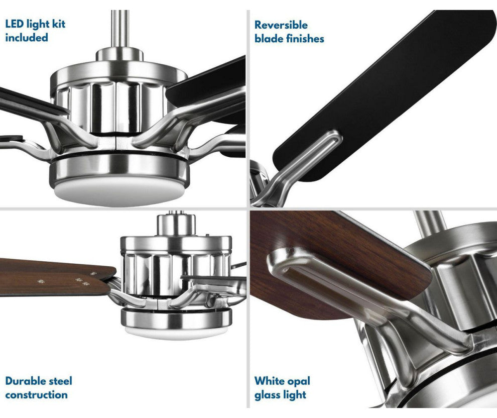 Claret 5-Blade Reversible Matte Black/American Walnut 56" DC Motor