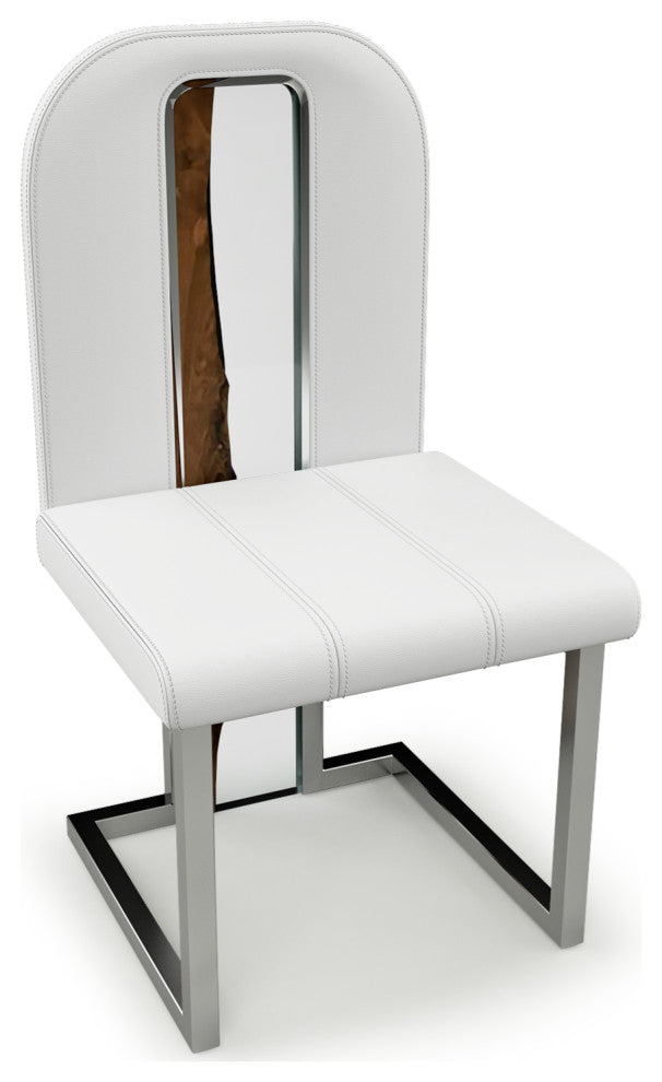 Atrani Dining Chair, White Top and Chrome Base, 6 Pieces