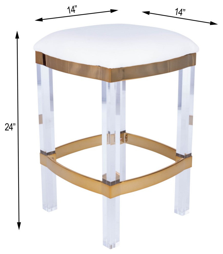 Acrylic and Polished Gold Counter Stool