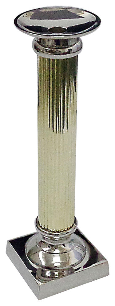 Nickel and Brass Ribbed Colum Candleholder