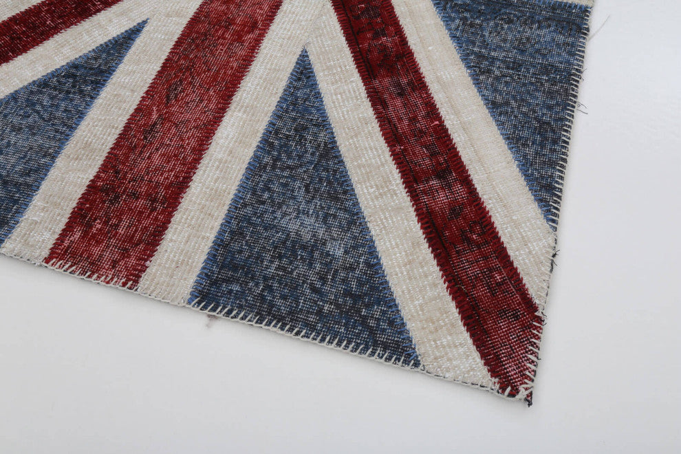 Rug N Carpet - Handwoven Oriental 4' 0'' x 6' 0'' Flag Patchwork Rug
