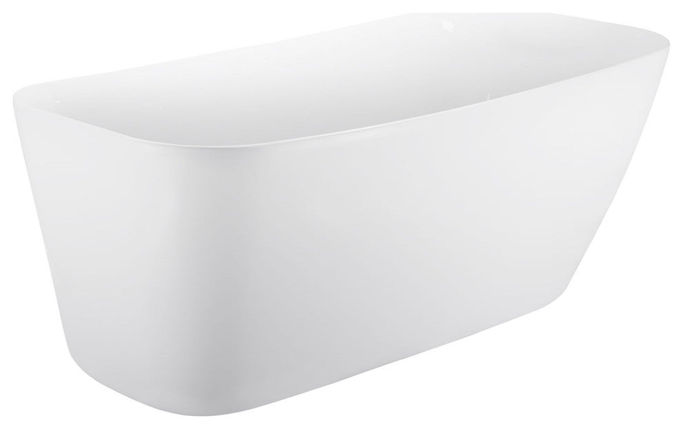 59" Acrylic Single Slipper Flatbottom Non-Whirlpool Bathtub, White