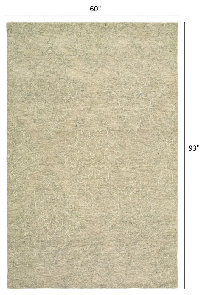 5'x8' Light Green Floral Paradise Area Rug
