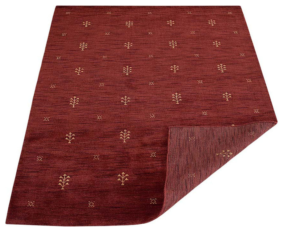 Hand Knotted Loom Wool  Area Rug Contemporary Red L00501, [Rectangle] 6'x9'
