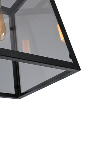 1-Light Glass Shade Modern Linear Hanging Pendant Lighting Chandelier, Black