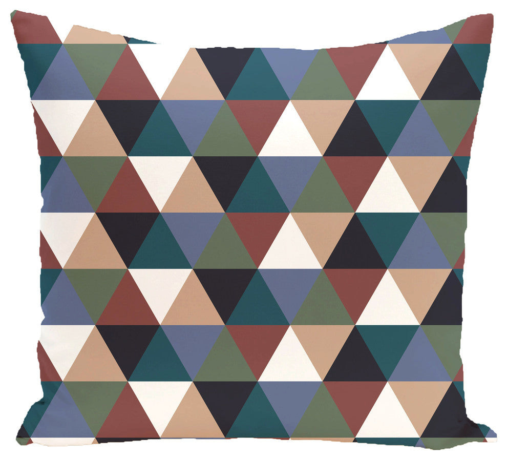 Triangles! Geometric Print Outdoor Pillow, Mahogany, 18"x18"