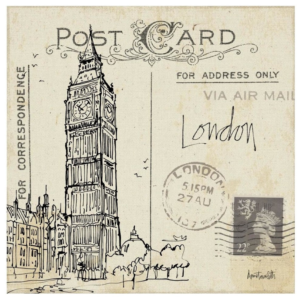 "Postcard Sketches II" Digital Paper Print by Anne Tavoletti, 20"x20"