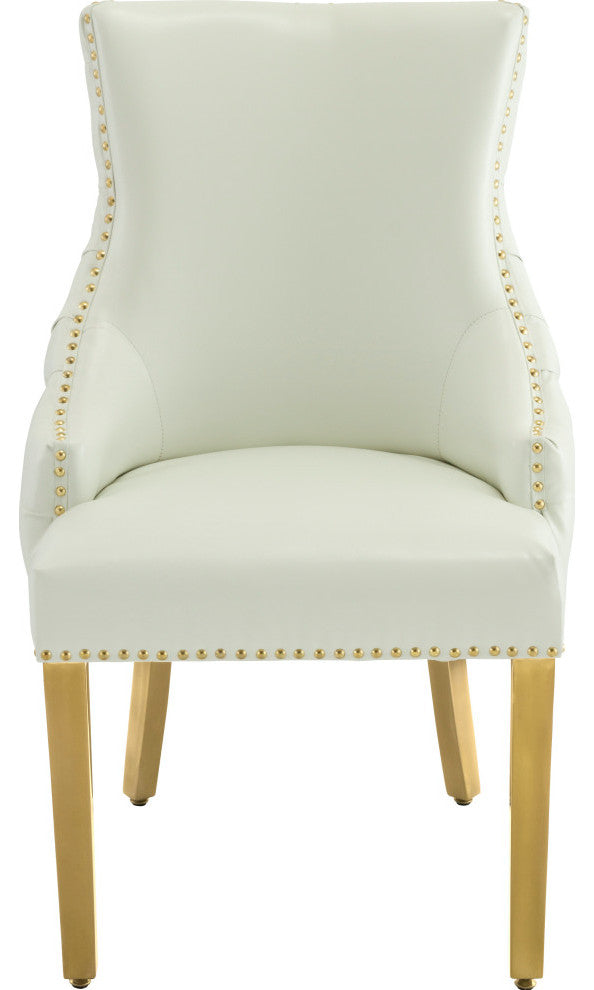 The Tuft Dining Chair, White, Faux Leather, Set of 2