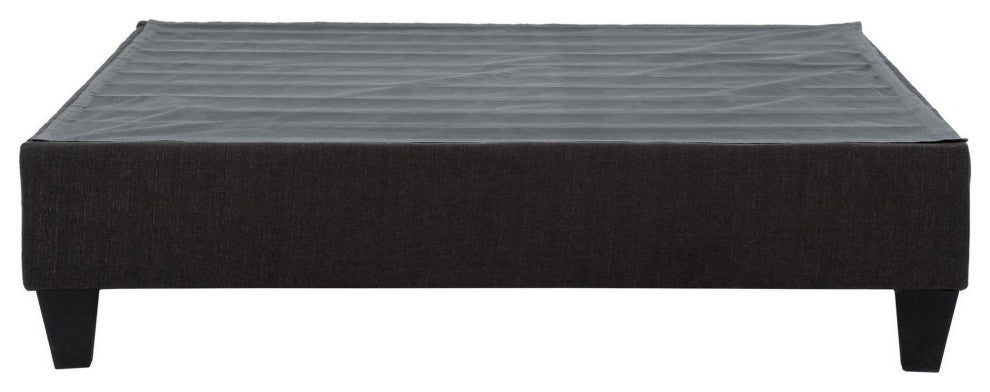 Benzara BM286472 Cleo Full Size Bed Frame, Solid Wood, Soft Dark Gray Linen