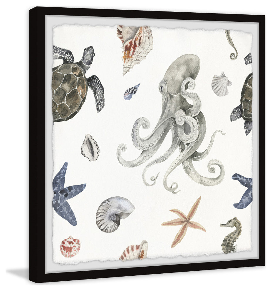 "Ocean Dwellers" Framed Painting Print, 18x18