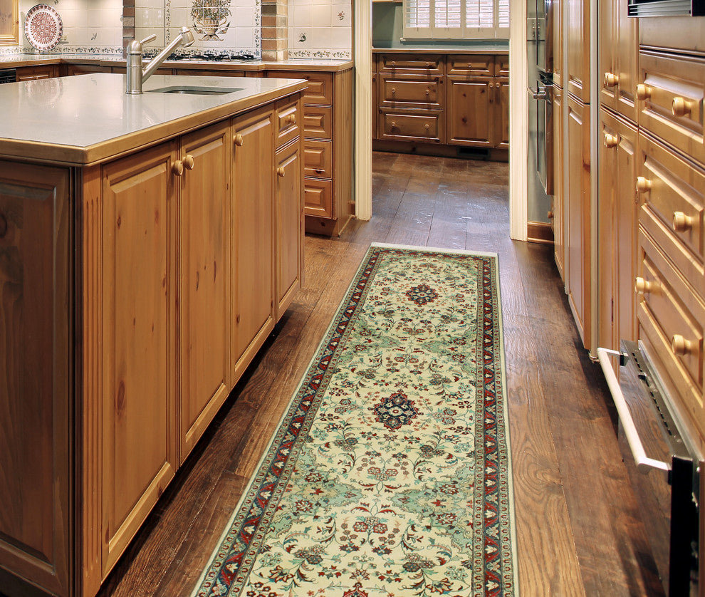 Pak-Persian Qssim Ivory/Navy Runner, 2'6x10'1