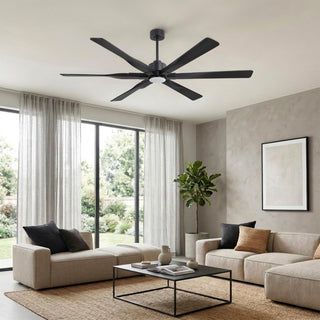 6-Blade Reversible LED Ceiling Fan, Light Kit & Remote Control, Black, 78"