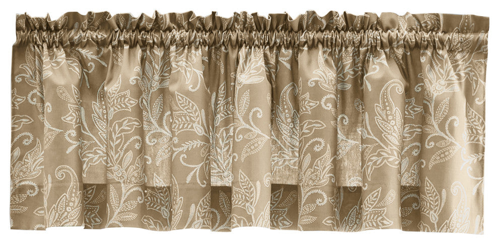 Lexington Leaf 58"x15" Tailored Valance, Tan