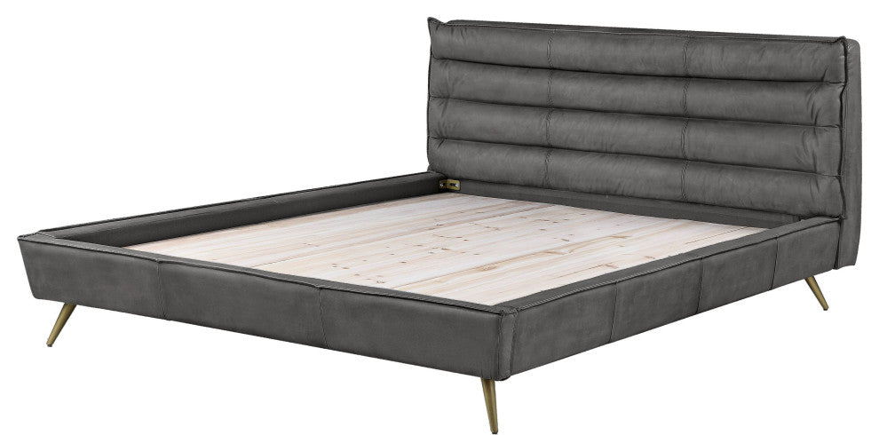Acme Doris Queen Bed Gray Top Grain Leather