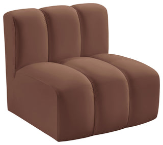 Arc Upholstered Modular Component, Cognac, 1-Piece: Straight Chair, Vegan Leather