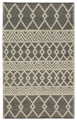 Handwoven Wool Black Contemporary Geometric Durrie Killim Rug, 8'x10'