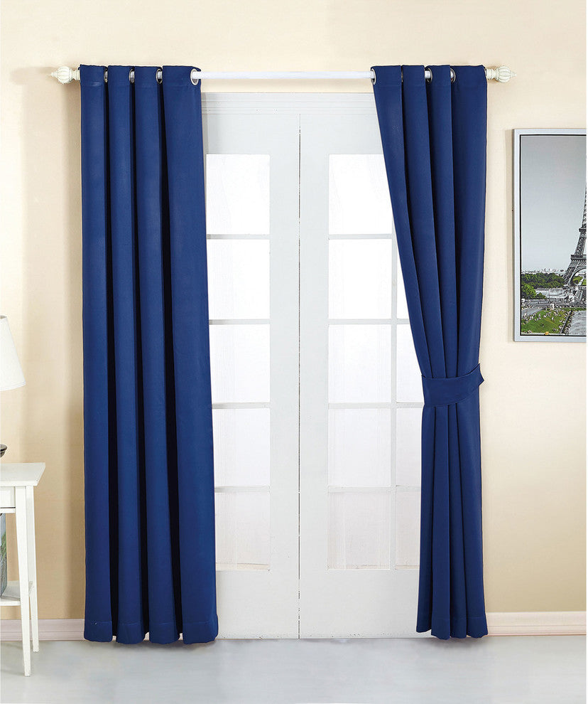 Serenta Black Out Curtains 4 Piece Sets, Dark Blue, 54" X 63"