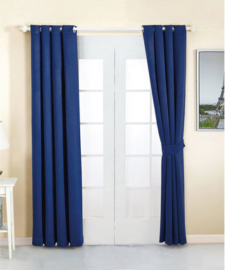 Serenta Black Out Curtains 4 Piece Sets, Dark Blue, 54" X 63"