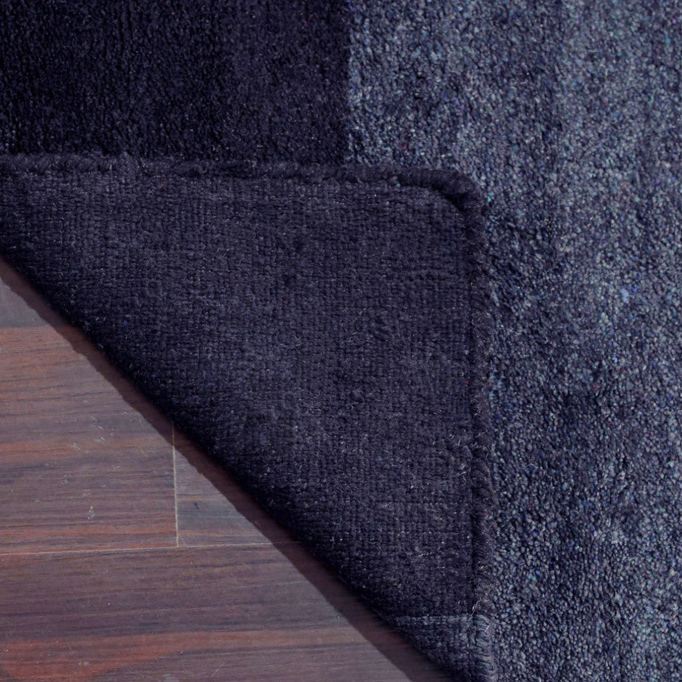 HAND KNOTTED LOOM SILK ECO-FRIENDLY RUG-Runner,Charcoal Black, Contemporary