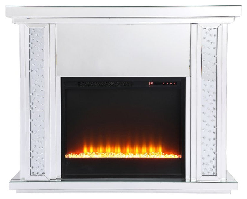 47.5" Crystal Mirrored Mantle With Crystal Insert Fireplace