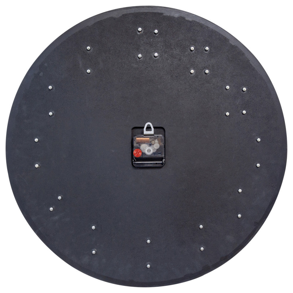 Precious 20" Wooden Wall Clock With Raised Metal Numbers, Black