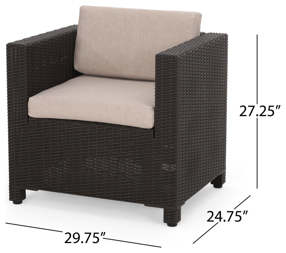 Ethan Outdoor Faux Wicker Club Chairs with Cushions