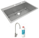 Stainless Steel 33 x 22 x 9 Single Dual Mount Sink Kit, Filtered Beverage Faucet