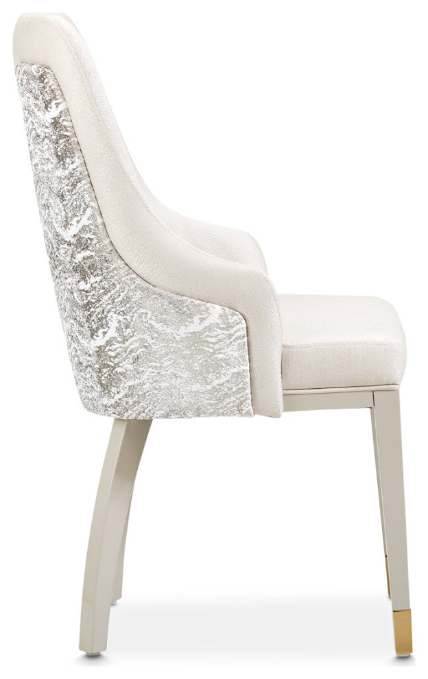 Carmela Dining Arm Chair, Set of 2, Shimmer Ivory