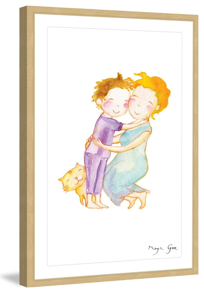 Marmont Hill, "Mom Hug" by Maya Gur Framed Painting Print, 12x18
