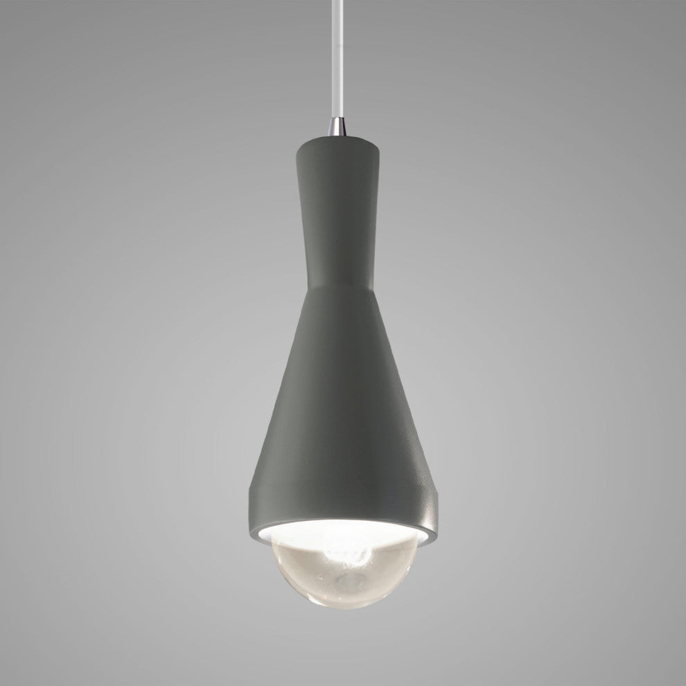 Erlen Pendant, Pewter Green, Polished Chrome, White Cord, Incandescent