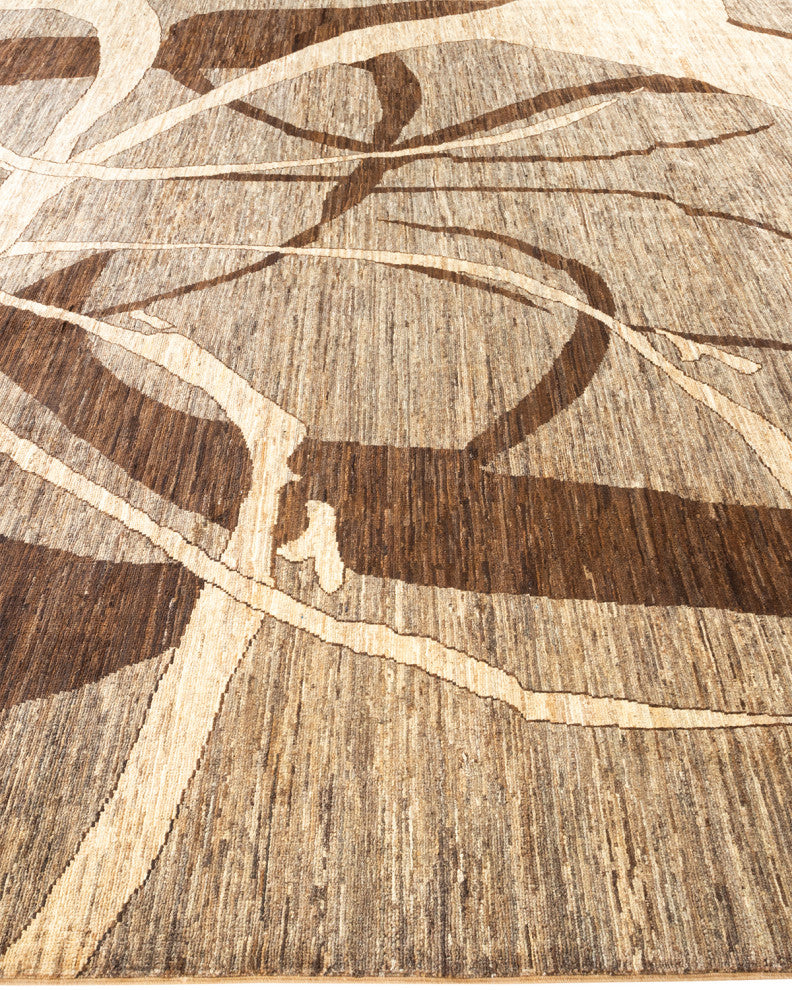 Eclectic, One-of-a-Kind Hand-Knotted Area Rug Beige, 8'10"x11'10"