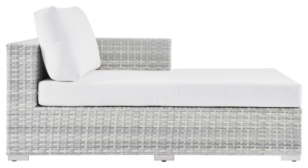 Lounge Sectional Sofa Chair Set, Rattan, Wicker, Gray White, Outdoor