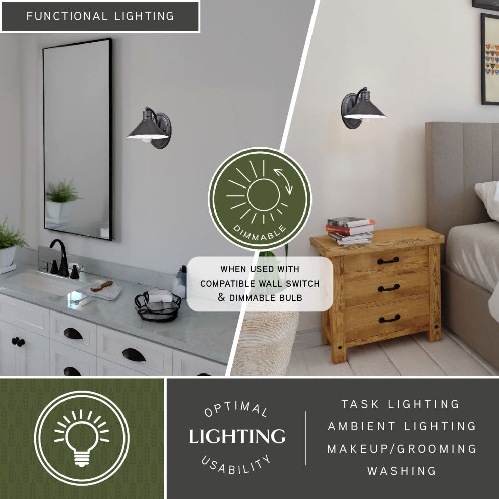 Akron 1-Light Vanity Oil Rubbed Bronze and Matte White