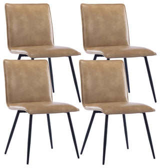 Set of 4 Minimalist Faux Leather Side Chairs for Dining Room, Cream