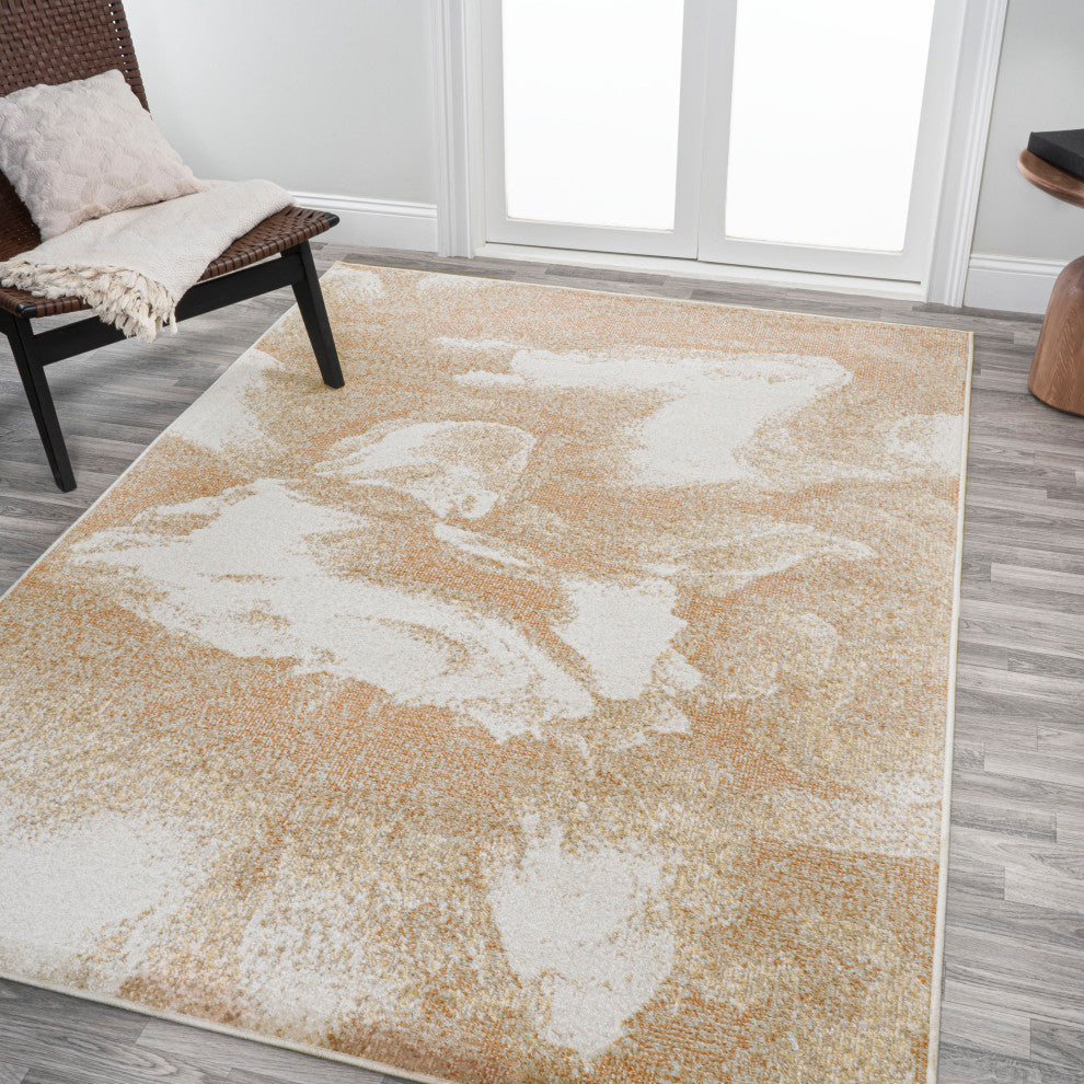 Petalo Abstract Two-Tone Modern Orange/Beige/Cream 5 ft. x 8 ft. Area Rug