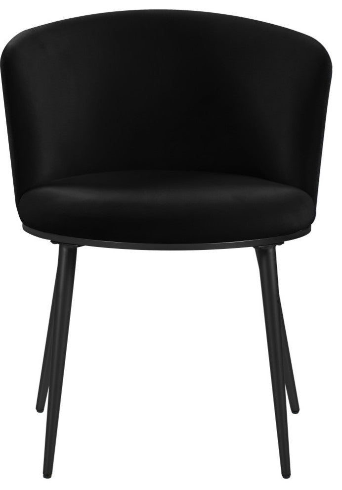 Skylar Dining Chair, Set of 2, Black Velvet, Matte Black Iron Legs