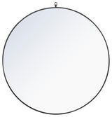 Home Living Metal Frame Round Mirror With Decorative Hook, 36", Black