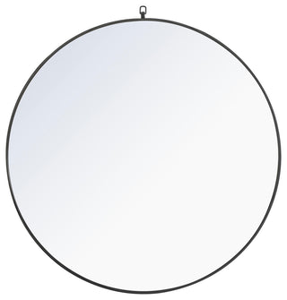 Home Living Metal Frame Round Mirror With Decorative Hook, 36", Black