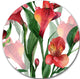 Red Floral Pattern Art, Floral Art Large Disc Metal Wall Art, 36"