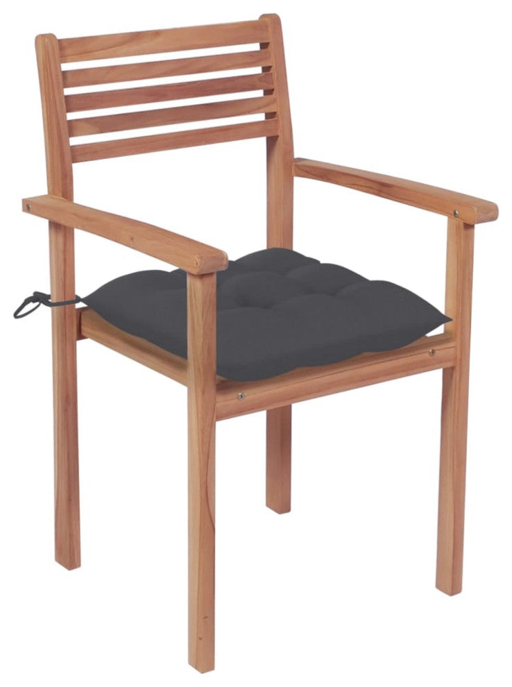 Vidaxl Garden Chairs 4-Piece Set With Anthracite Cushions Solid Teak Wood