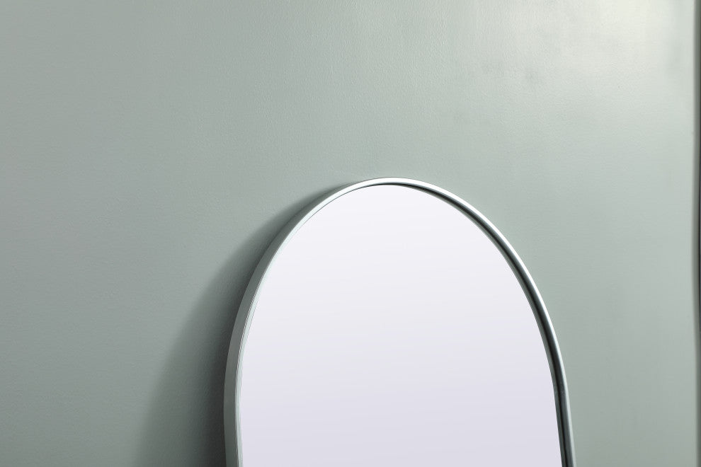 Metal Frame Arch Full Length Mirror 28X74 Inch, Silver
