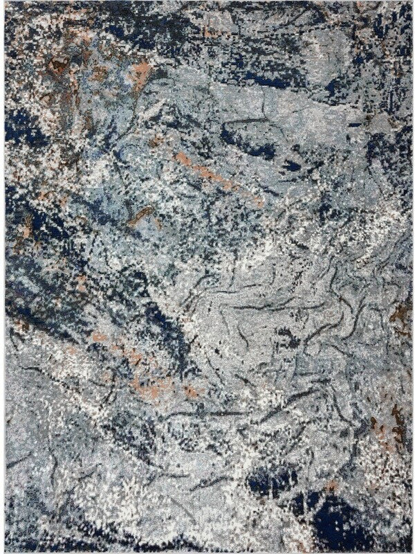 8??x 10??Navy and Gray Abstract Ice Area Rug